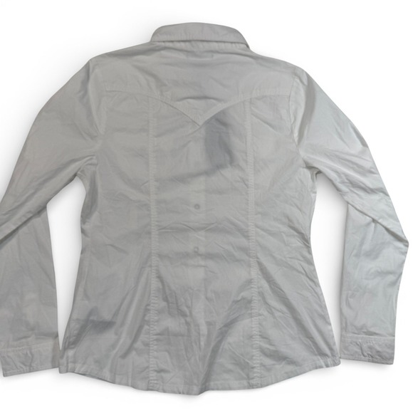 True Religion Western Poplin Shirt Womens Large White Long Sleeve Snap NWT - Picture 2 of 12